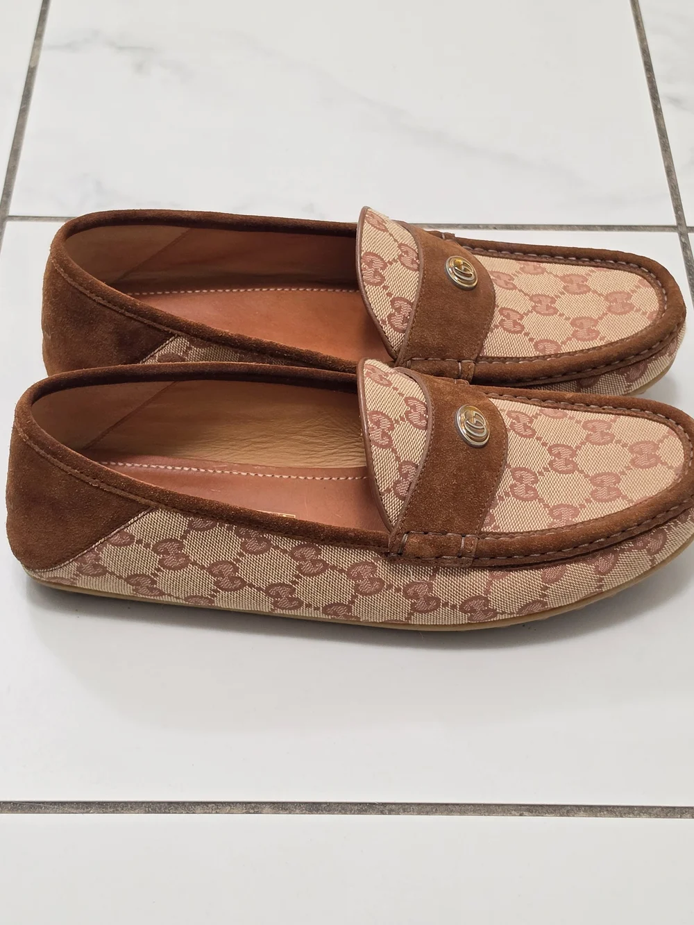 Gucci GG Canvas Suede Loafers, 8